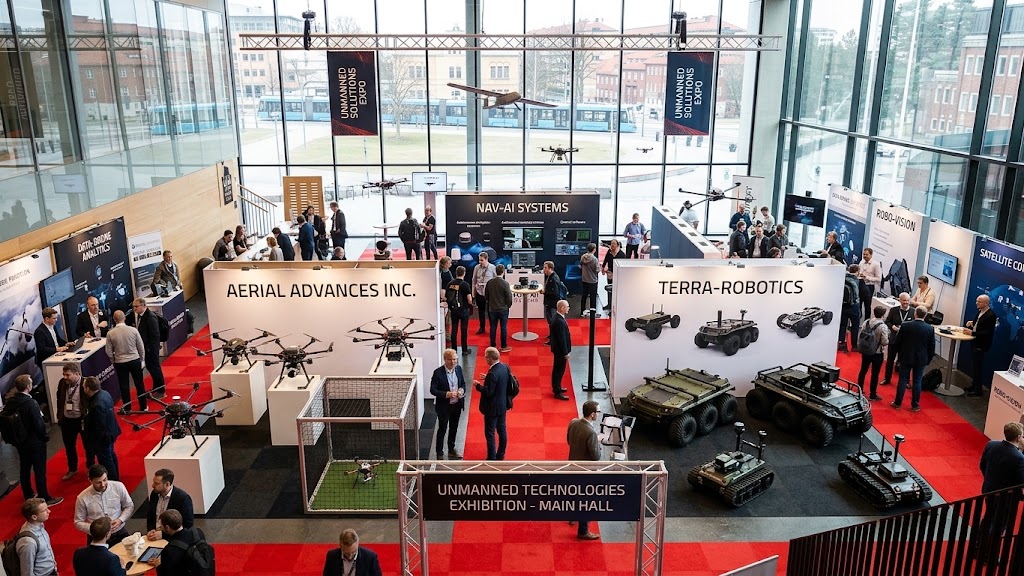 UTES 2026 indoor exhibition area with technology stands and displays